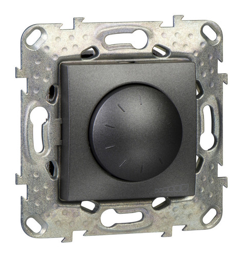 Светорегулятор поворотно-нажимной Schneider Electric UNICA TOP, 4-400Вт, для LED 4-200 Вт, графит