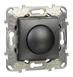 Светорегулятор поворотно-нажимной UNICA TOP, 4-400Вт, для LED 4-200 Вт, графит