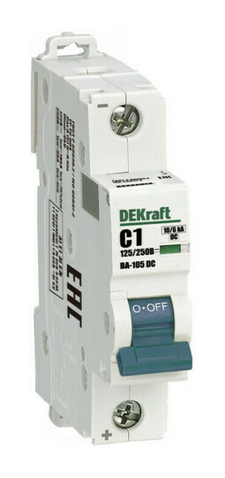 Автоматический выключатель DEKraft ВА-105 1P 1А (C) DC 10кА, 13374DEK